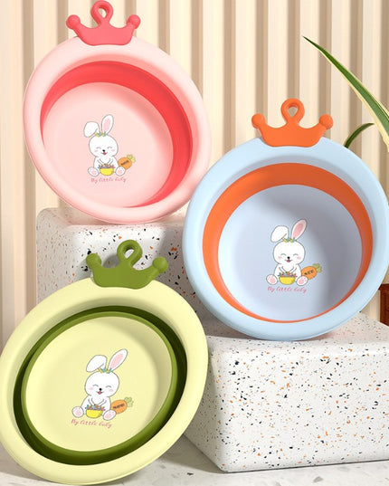 Cada Pliabila pentru Baie pentru Copii, Cadita pentru Bebelusi, Model Rotund cu Iepuras, Blue,3.3 L