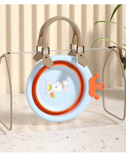 Cada Pliabila pentru Baie pentru Copii, Cadita pentru Bebelusi, Model Rotund cu Iepuras, Blue,3.3 L