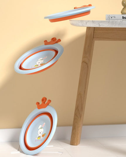 Cada Pliabila pentru Baie pentru Copii, Cadita pentru Bebelusi, Model Rotund cu Iepuras, Blue,3.3 L