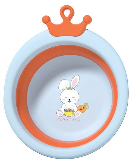 Cada Pliabila pentru Baie pentru Copii, Cadita pentru Bebelusi, Model Rotund cu Iepuras, Blue,3.3 L