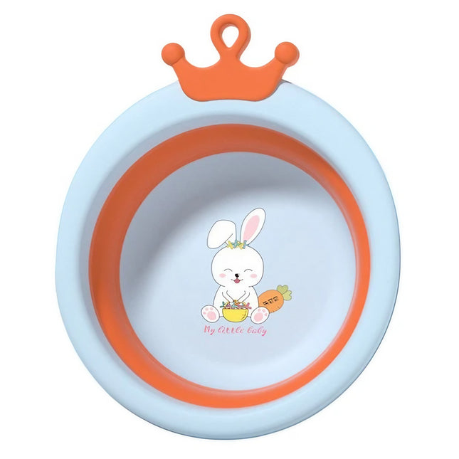 Cada Pliabila pentru Baie pentru Copii, Cadita pentru Bebelusi, Model Rotund cu Iepuras, Blue,3.3 L