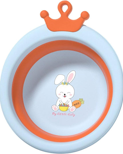 Cada Pliabila pentru Baie pentru Copii, Cadita pentru Bebelusi, Model Rotund cu Iepuras, Blue,3.3 L