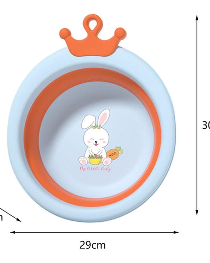 Cada Pliabila pentru Baie pentru Copii, Cadita pentru Bebelusi, Model Rotund cu Iepuras, Blue,3.3 L