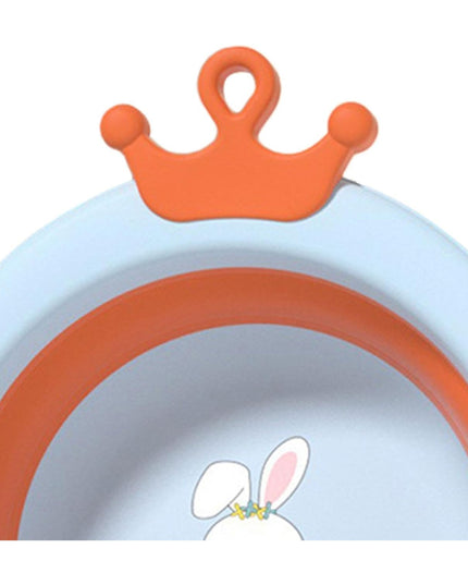 Cada Pliabila pentru Baie pentru Copii, Cadita pentru Bebelusi, Model Rotund cu Iepuras, Blue,3.3 L