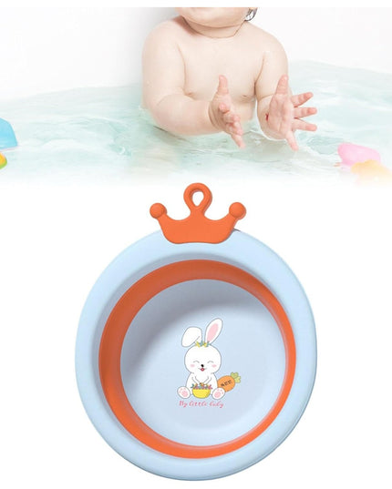 Cada Pliabila pentru Baie pentru Copii, Cadita pentru Bebelusi, Model Rotund cu Iepuras, Blue,3.3 L