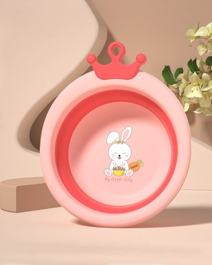 Cada Pliabila pentru Baie pentru Copii, Cadita pentru Bebelusi, Model Rotund cu Iepuras