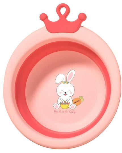 Cada Pliabila pentru Baie pentru Copii, Cadita pentru Bebelusi, Model Rotund cu Iepuras