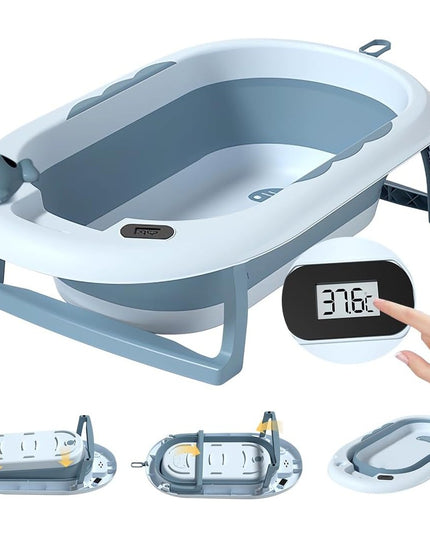 Cada de Baie, pentru Copii 0 luni - 6 Ani, cu Termometru, Pliabila, Perna Suport Inclusa, din Plastic