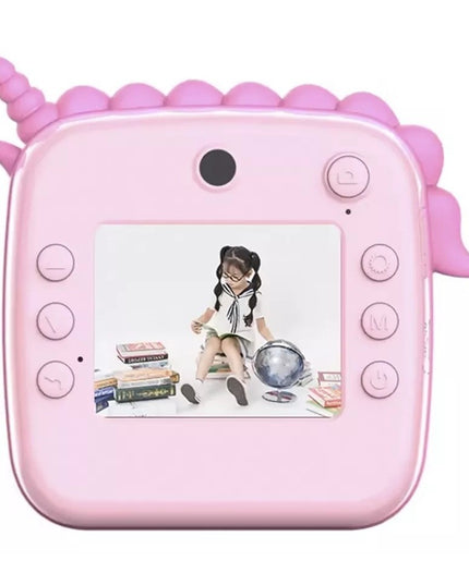 Camera Instantanee pentru Copii, Camera Frontala + Selfie, cu Functie de Printare, Cablu USB-C, Bluetooth, Compatibil iOS/Android, Model Unicorn, Snur Inclus