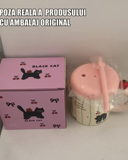 Cana din Ceramica cu Capac si Pai, Capacul si Paiul din Silicon