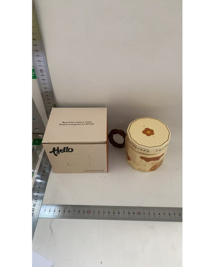 Cana din ceramica, Cana pentru Cafea, Ceai, Cana Universala, Unisex, Cana cu Capac,400 ml, Model Fetita