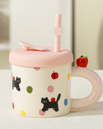 Cana din Ceramica cu Capac si Pai, Capacul si Paiul din Silicon