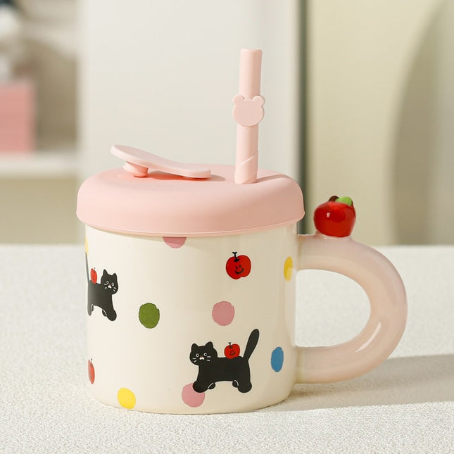 Cana din Ceramica cu Capac si Pai, Capacul si Paiul din Silicon