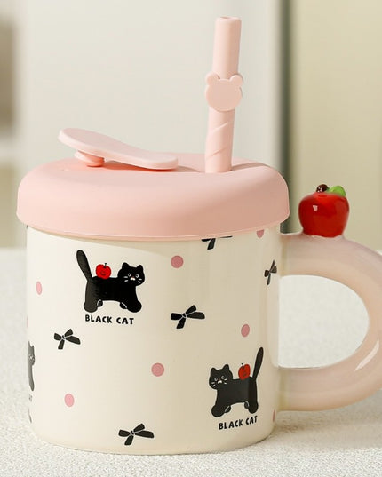 Cana din Ceramica cu Capac si Pai, Capacul si Paiul din Silicon