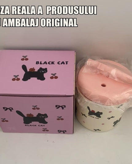 Cana din Ceramica cu Capac si Pai, Capacul si Paiul din Silicon