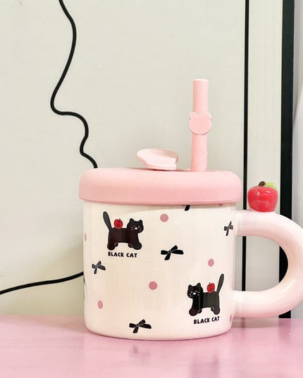 Cana din Ceramica cu Capac si Pai, Capacul si Paiul din Silicon