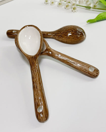 Cana din Ceramica, 201-300 ml, cu Lingurita, Model Nuca de Cocos