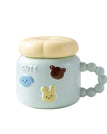 Albastru / Cana pentru Copii, Flippy, din Portelan, print Figurine Animalute, Model CUTE, Cana cu Capac, Ceasca pentru Cafea, Ceai, 400ml Albastru deschis