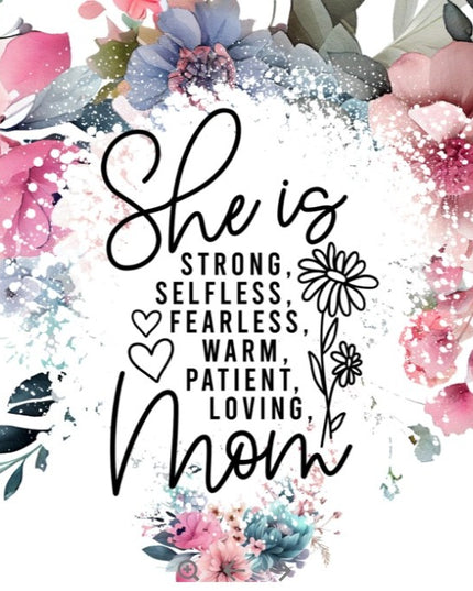 Cana Termos din Plastic, pentru Bauturi Calde si Reci, cu Maner, Imprimeu Floral, cu Mesaj pentru Mama