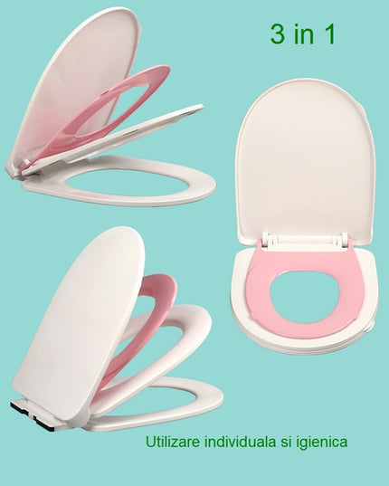 Capac de Toaleta cu Reductie 1, pentru Copii +3 Ani si Adulti, Coborare Lenta si Silentioasa, Instalare Usoara, din PP5 , in Forma de V