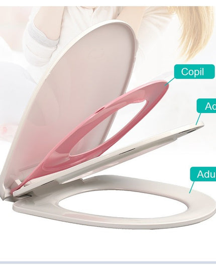 Capac de Toaleta cu Reductie 1, pentru Copii +3 Ani si Adulti, Coborare Lenta si Silentioasa, Instalare Usoara, din PP5 , in Forma de U