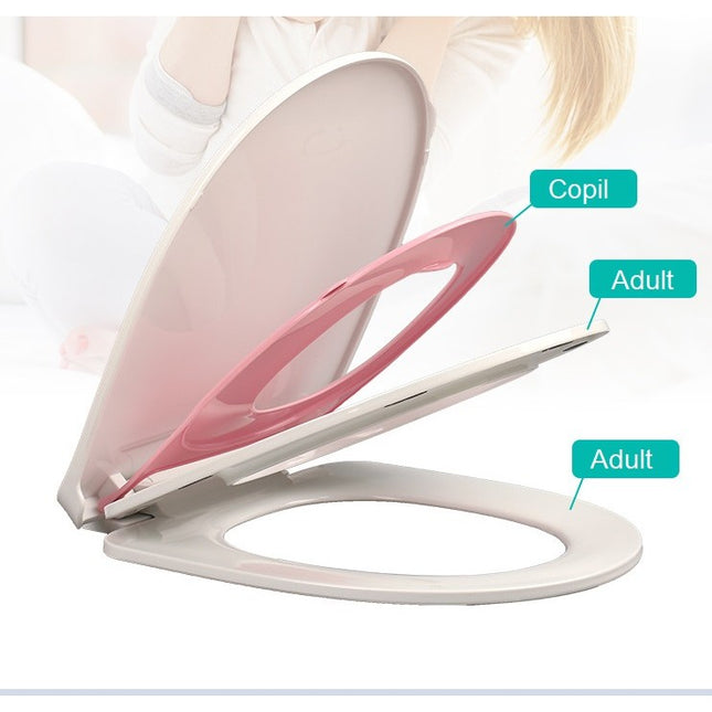 Capac de Toaleta cu Reductie 1, pentru Copii +3 Ani si Adulti, Coborare Lenta si Silentioasa, Instalare Usoara, din PP5 , in Forma de V