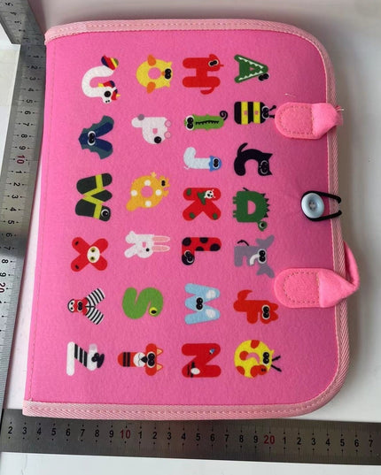Carte Senzoriala Educativa Montessori, Dezvoltare Abilitati Motorii, 3 Pagini, Model Sirena si Alfabet, 28x25x4 cm