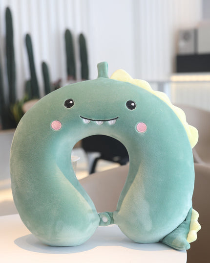 Perna de Calatorie in Forma de U, Pentru Gat si Cap, Umplutura din Spuma cu Memorie,Model Dinozaur, Accesoriu de Voiaj, Birou, Masina, Sistem Prindere Capse