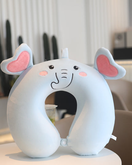 Perna de Calatorie in Forma de U, Pentru Gat si Cap, Umplutura din Spuma cu Memorie,Model Elefant, Accesoriu de Voiaj, Birou, Masina, Sistem Prindere Capse