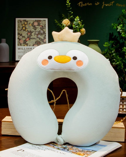 Perna de Calatorie in Forma de U, Pentru Gat si Cap, Umplutura din Spuma cu Memorie,Model Pinguin, Accesoriu de Voiaj, Birou, Masina, Sistem Prindere Capse