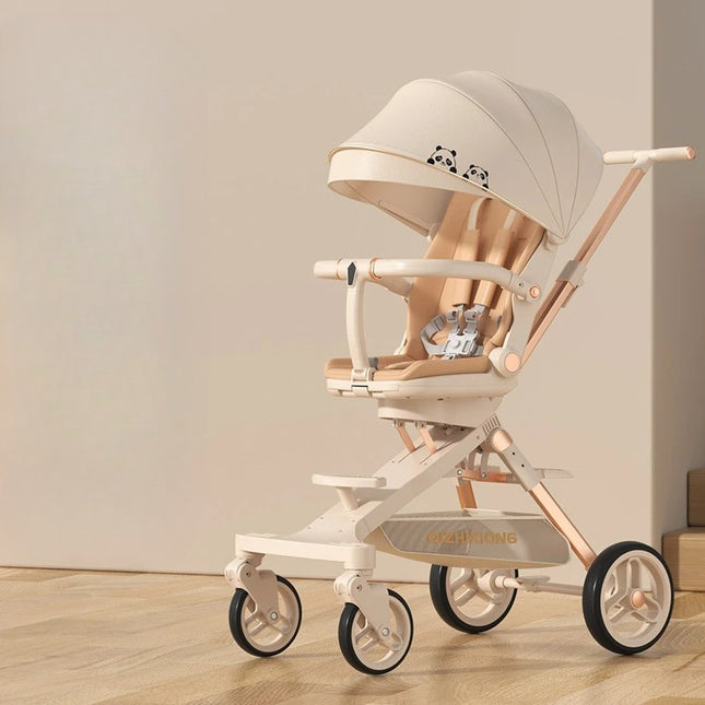 Carucior Sport 3in1, 6-36 Luni, Pliabil, Tavita pentru Masa, Pat de Dormit, Centura de Siguranta, Roti 360 Grade, Reversibil, Parasolar, Maner Reglabil,Panda