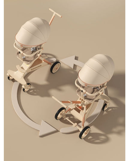 Carucior Sport 3in1, 6-36 Luni, Pliabil, Tavita pentru Masa, Pat de Dormit, Centura de Siguranta, Roti 360 Grade, Reversibil, Parasolar, Maner Reglabil,Panda