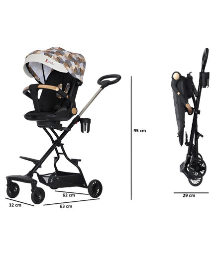 Carucior Sport 3in1, 6-36 Luni, Reversibil, Pliabil, Tavita pentru Masa, Pozitie de Somn, Centura de Siguranta, Roti 360, Suport Pahar, Copertina pentru Soare