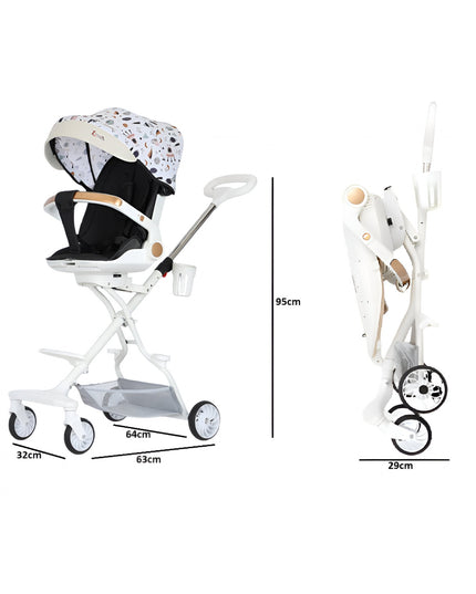 Carucior Sport 3in1, 6-36 Luni, Reversibil, Pliabil, Tavita pentru Masa, Pozitie de Somn, Centura de Siguranta, Roti 360, Suport Pahar, Copertina pentru Soare