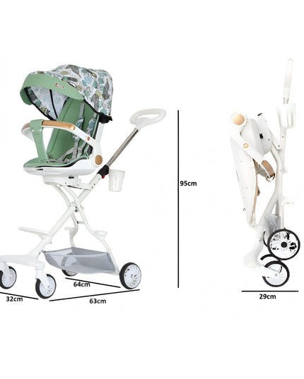 Carucior Sport 3in1, 6-36 Luni, Reversibil, Pliabil, Tavita pentru Masa, Pozitie de Somn, Centura de Siguranta, Roti 360, Suport Pahar, Copertina pentru Soare