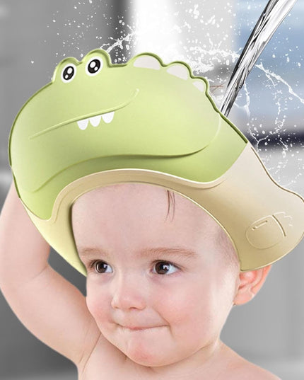 Casca de Dus, Previne Scurgerea Apei si Samponului pe Fata, 0-12 Ani, Ajustabila, din TPE+PP,Model Crocodil