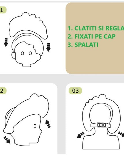 Casca de Dus, Previne Scurgerea Apei si Samponului pe Fata, 0-12 Ani, Ajustabila, din TPE+PP,Model Coroana