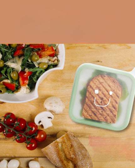 Caserola pentru sandwich din silicon si polipropilena, portabil, usor de curatat, capac anti-scurgere, reutilizabil