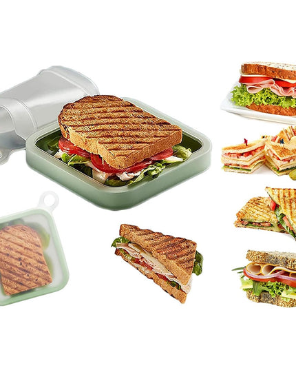 Caserola pentru sandwich din silicon si polipropilena, portabil, usor de curatat, capac anti-scurgere, reutilizabil