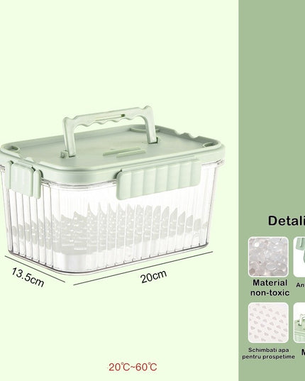 Caserola portabila pentru mancare fresh 1500 ml, 2 furculite,2 capace detasabile pentru congelator, etans, spatiu pentru tacamuri, maner, material plastic, rezistent la temperaturi ridicate