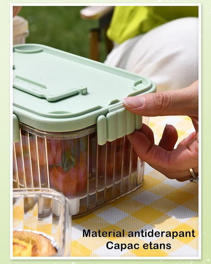 Caserola portabila pentru mancare fresh 1500 ml, 2 furculite,2 capace detasabile pentru congelator, etans, spatiu pentru tacamuri, maner, material plastic, rezistent la temperaturi ridicate