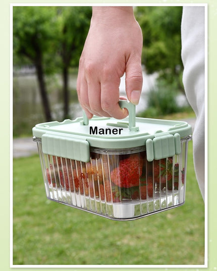 Caserola portabila pentru mancare fresh 550 ml, furculita pentru fructe,capac detasabil pentru congelator, etans, spatiu pentru tacamuri, maner, material plastic, rezistent la temperaturi ridicate