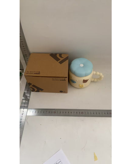 Cana pentru Copii, din Portelan, print Figurine Animalute, Model CUTE, Cana cu Capac, Ceasca pentru Cafea, Ceai, 400ml