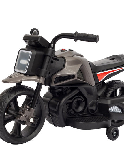 Motocicleta Electrica cu 2 Roti Mari si 2 Roti Ajutatoare, Acumulator Incarcare, Anti-Rasturnare, Lumini, Muzica, Motor:380, Baterie 6V4.5, 41.5x70x34 cm, 4.5 Kg, 3 Ani+