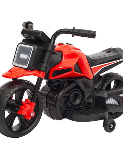 Motocicleta Electrica cu 2 Roti Mari si 2 Roti Ajutatoare, Acumulator Incarcare, Anti-Rasturnare, Lumini, Muzica, Motor:380, Baterie 6V4.5, 41.5x70x34 cm, 4.5 Kg, 3 Ani+