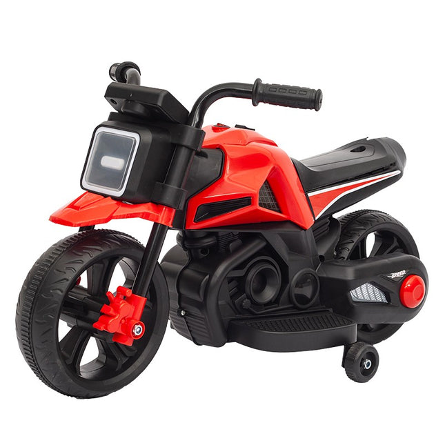 Motocicleta Electrica cu 2 Roti Mari si 2 Roti Ajutatoare, Acumulator Incarcare, Anti-Rasturnare, Lumini, Muzica, Motor:380, Baterie 6V4.5, 41.5x70x34 cm, 4.5 Kg, 3 Ani+