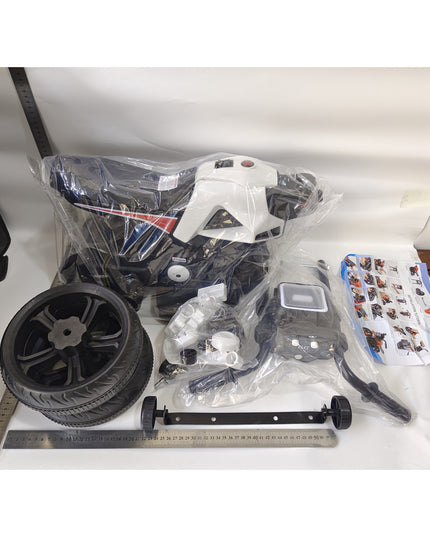 Motocicleta Electrica cu 2 Roti Mari si 2 Roti Ajutatoare, Acumulator Incarcare, Anti-Rasturnare, Lumini, Muzica, Motor:380, Baterie 6V4.5, 41.5x70x34 cm, 4.5 Kg, 3 Ani+