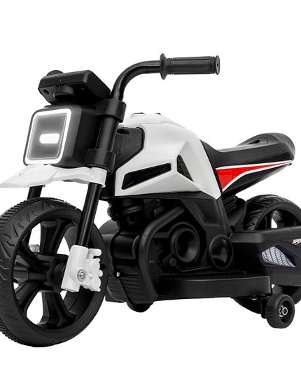 Motocicleta Electrica cu 2 Roti Mari si 2 Roti Ajutatoare, Acumulator Incarcare, Anti-Rasturnare, Lumini, Muzica, Motor:380, Baterie 6V4.5, 41.5x70x34 cm, 4.5 Kg, 3 Ani+