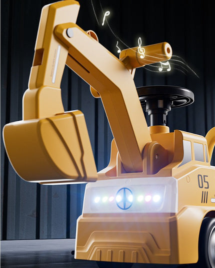 Excavator Manual pentru copii, 3 ani, Sport, Claxon, Cutie Depozitare, Lumini, Scaun, 62x26x47 cm