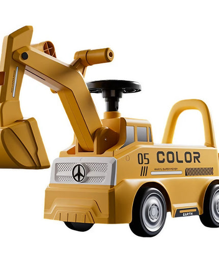 Excavator Manual pentru copii, 3 ani, Sport, Claxon, Cutie Depozitare, Lumini, Scaun, 62x26x47 cm